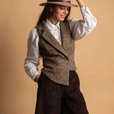 The "Crisana" Wool Tweed Waistcoat - Rustic Brown