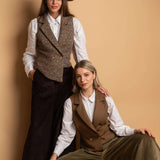 The "Crisana" Wool Tweed Waistcoat - Rustic Brown