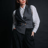The "Crisana" Wool Waistcoat - Charcoal Grey Check