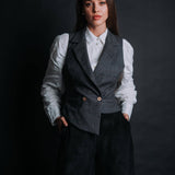 The "Crisana" Wool Waistcoat - Charcoal Grey Check
