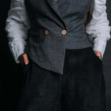 The "Crisana" Wool Waistcoat - Charcoal Grey Check