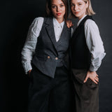 The "Crisana" Wool Waistcoat - Charcoal Grey Check