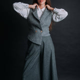 The "Crisana" Wool Tweed Waistcoat - Grey Mélange