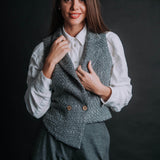 The "Crisana" Wool Tweed Waistcoat - Grey Mélange