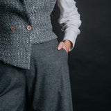 The "Crisana" Wool Tweed Waistcoat - Grey Mélange
