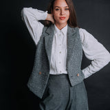 The "Crisana" Wool Tweed Waistcoat - Grey Mélange