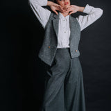 The "Crisana" Wool Tweed Waistcoat - Grey Mélange