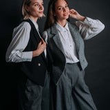 The "Crisana" Wool Tweed Waistcoat - Grey Mélange