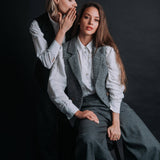 The "Crisana" Wool Tweed Waistcoat - Grey Mélange