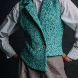 The "Crisana" Wool Tweed Waistcoat - Teal