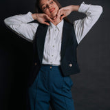 The "Figa" Wool Trousers - Denim Blue