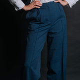The "Figa" Wool Trousers - Denim Blue