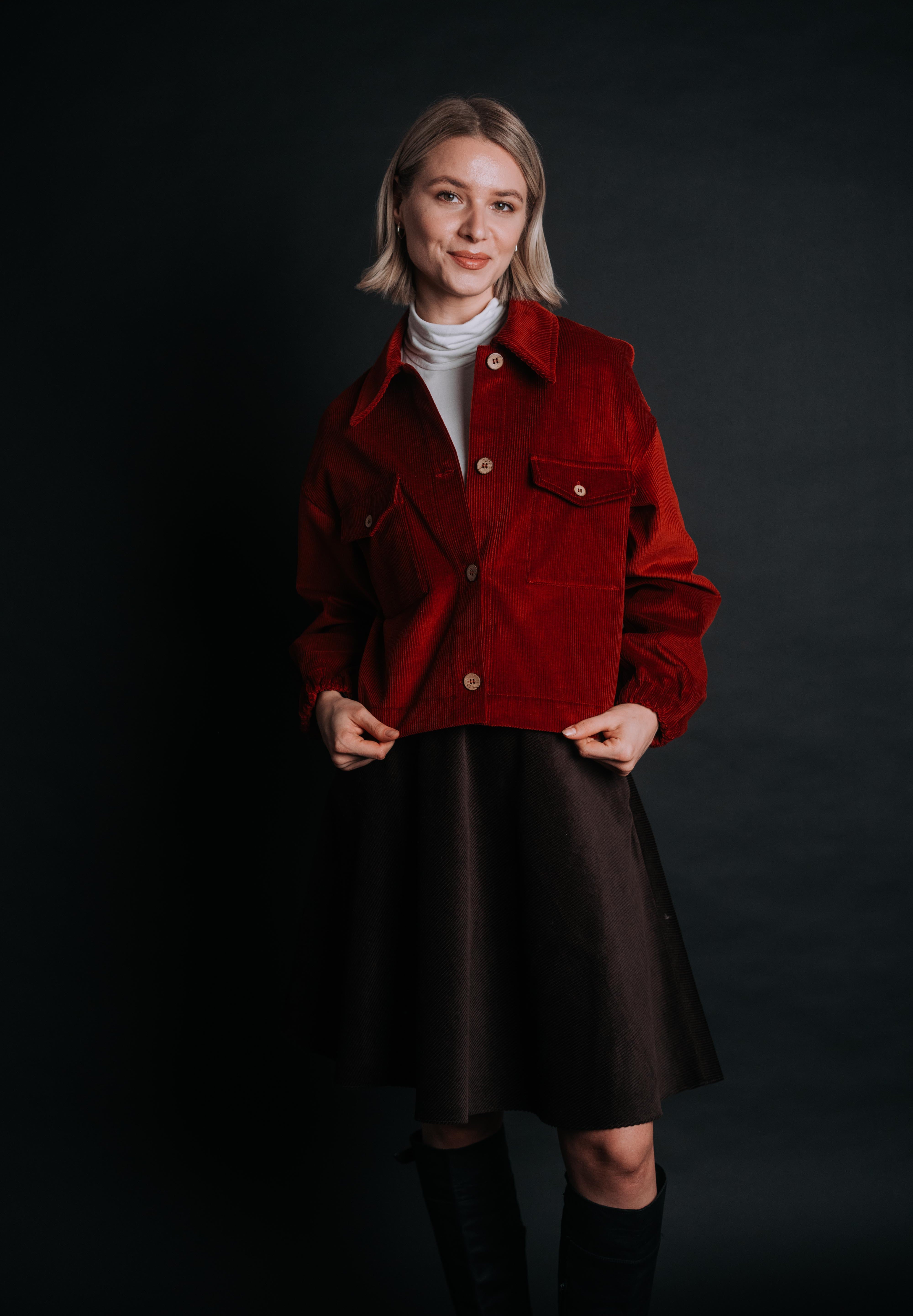 Calore Jacket Ruby Sibiel Organic Corduroy Jacket – Ruby Red | De IONESCU