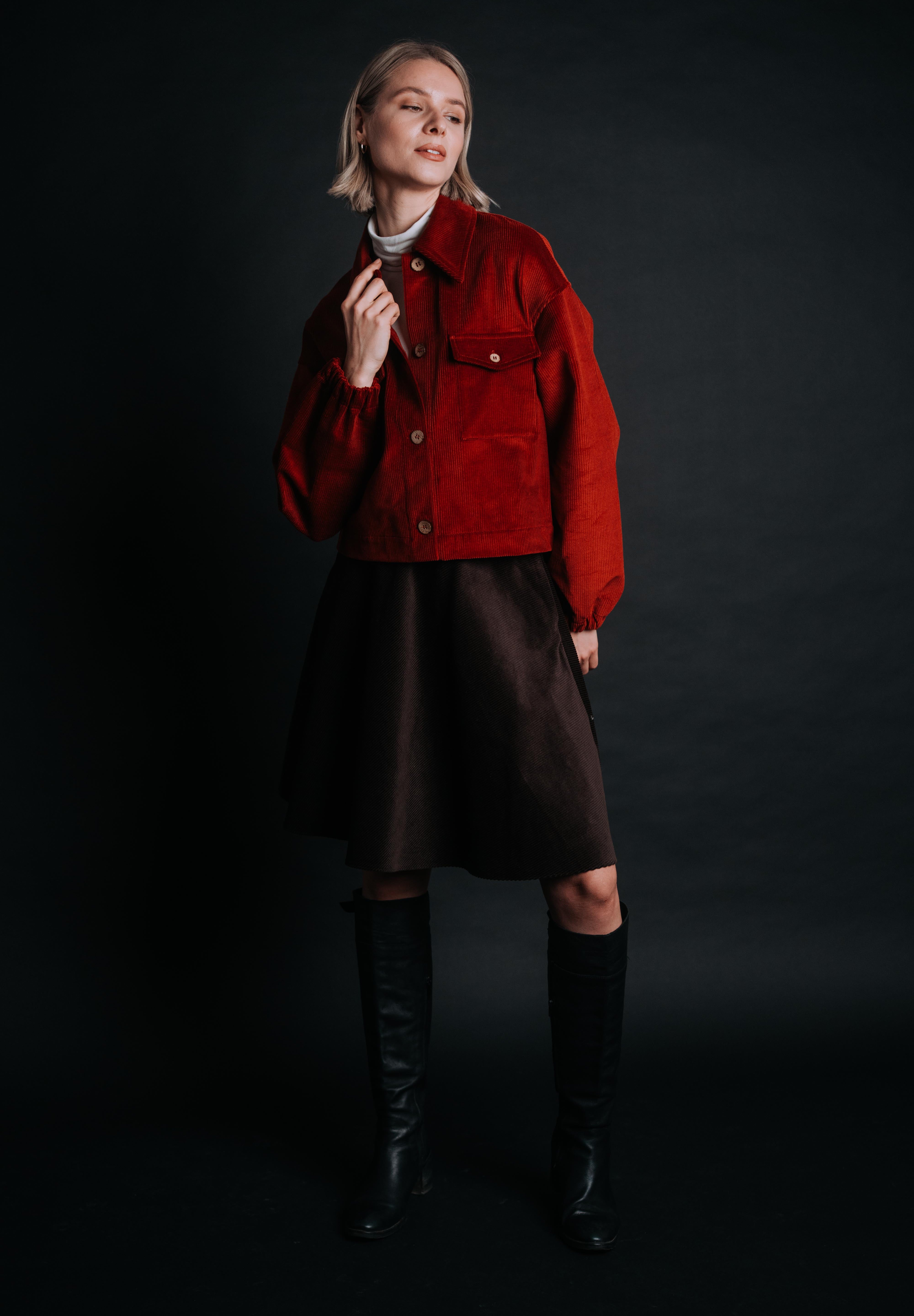 Calore Jacket Ruby Sibiel Organic Corduroy Jacket – Ruby Red | De IONESCU
