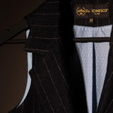 The "Crisana" Wool Waistcoat - Navy Blue with Stripes