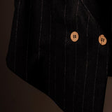 The "Crisana" Wool Waistcoat - Navy Blue with Stripes