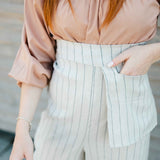 The Suru Ladies Linen Trousers - Striped Natural