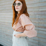 The Suru Ladies Linen Trousers - Striped Natural