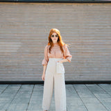 The Suru Ladies Linen Trousers - Striped Natural