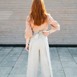 The Suru Ladies Linen Trousers - Striped Natural