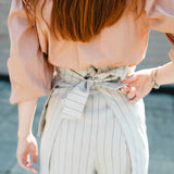The Suru Ladies Linen Trousers - Striped Natural