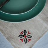 100% Hemp Placemats (Embroidered Red-Black)