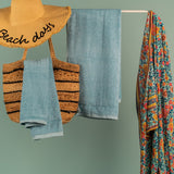The Teora Linen Bathroom Towels - Baby Blue