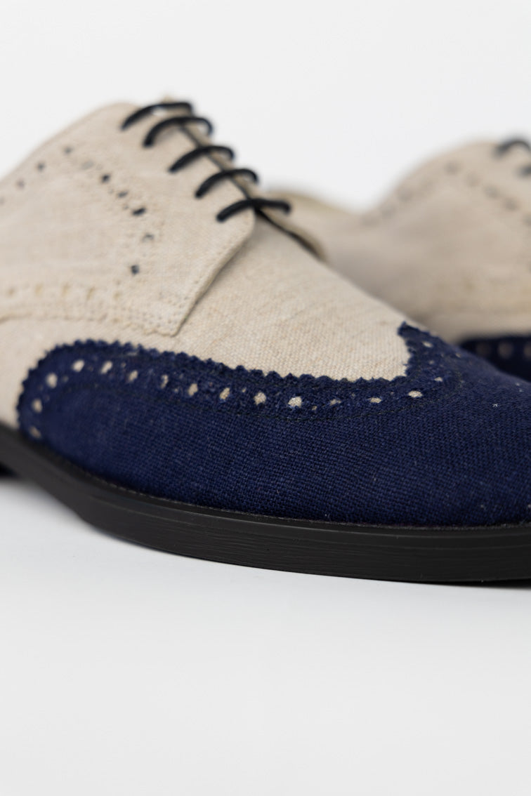 Die Donau-Oxford-Schuhe aus 100 % Hanf – Beige und Blau