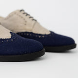 Pantofi Oxford Dunărea 100% cânepă - Bej și Albastru