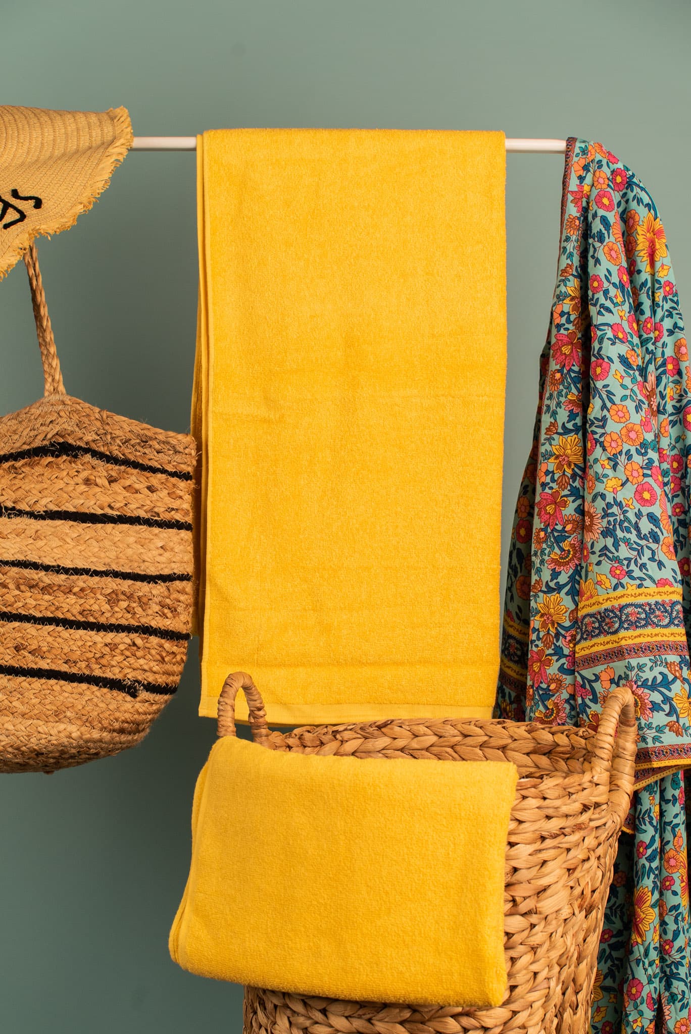 The Teora Linen Bathroom Towels - Yellow